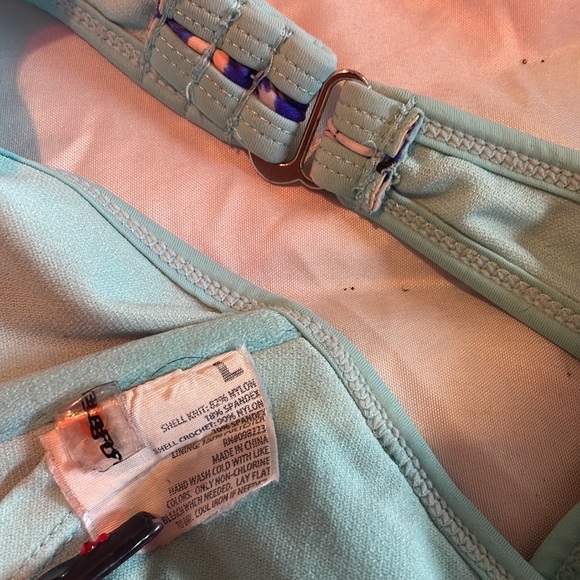 mint blue tie dye swimsuit top - Picture 4 of 5